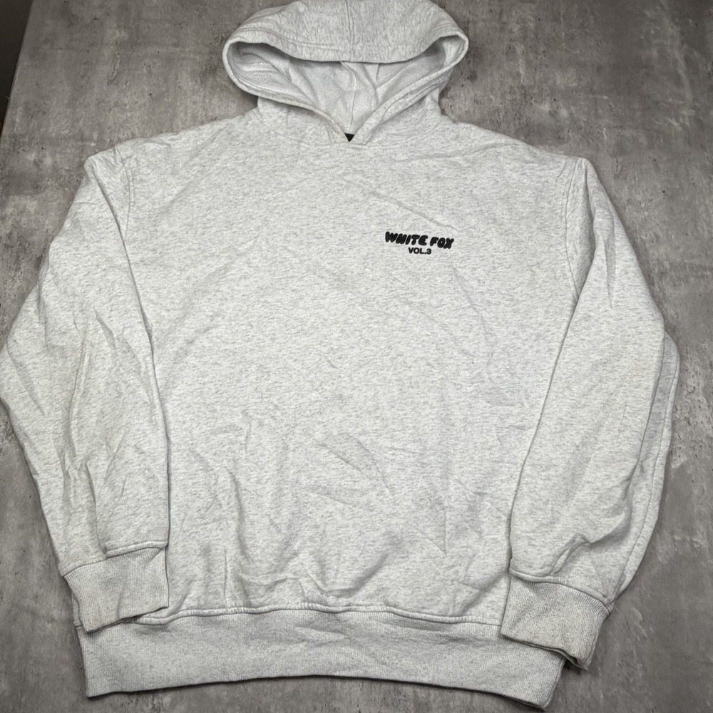 White Fox Leisure Vol 3 Gray Pullover Hoodie Logo Graphic S/M Sweatshirt